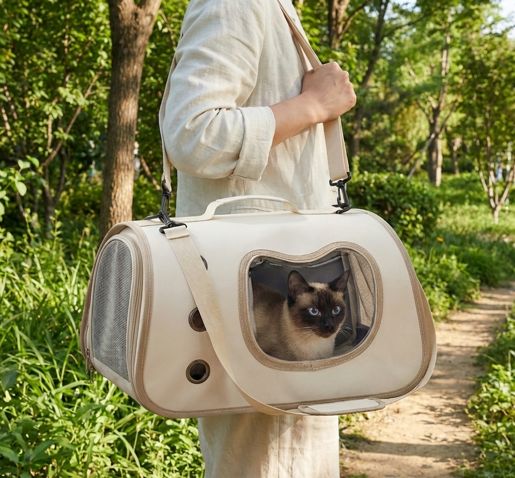 Portable Foldable Cat Carrier – Breathable Travel Bag for Cats up to 7kg