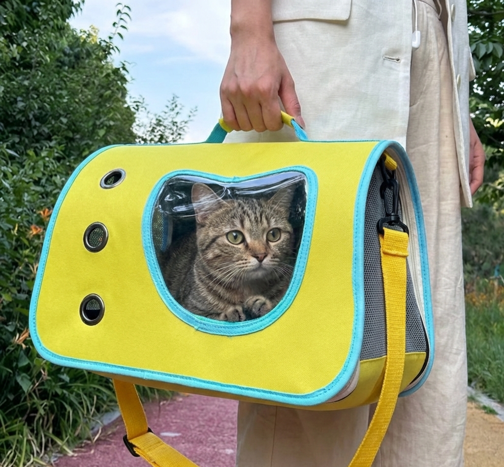 Portable Foldable Cat Carrier – Breathable Travel Bag for Cats up to 7kg