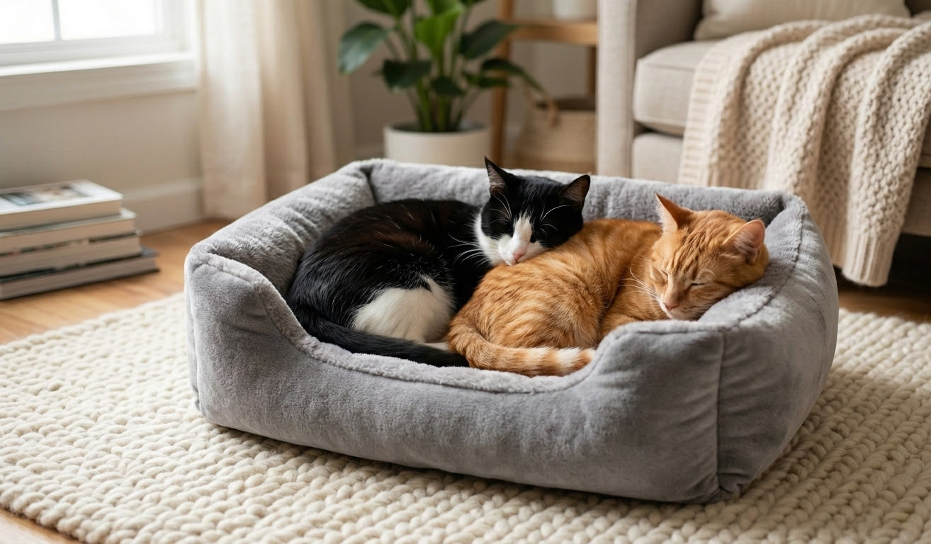 Plush Cat Bed with Raised Sides