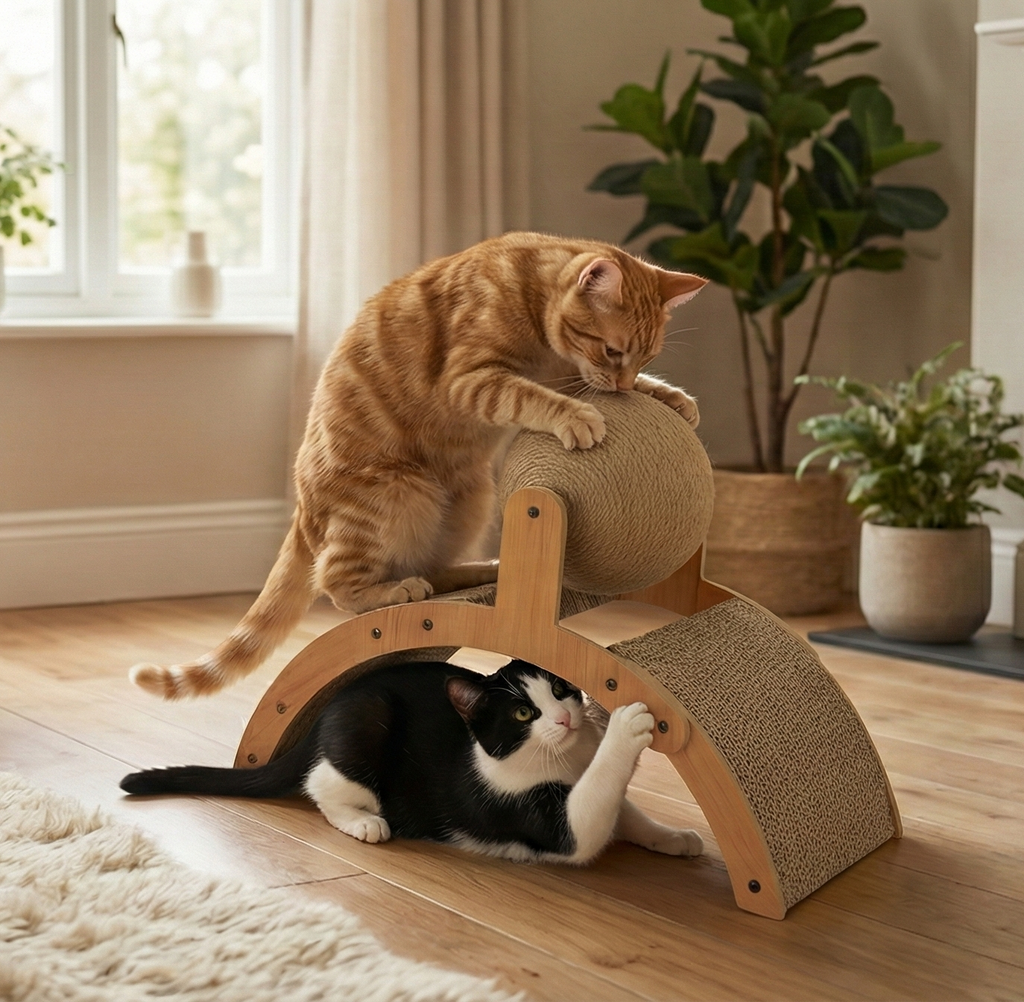 2 In 1 Wooden & Rope Cat Scratching Ball