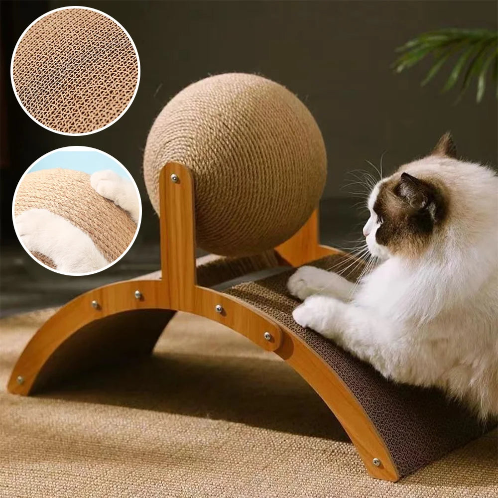 2 In 1 Wooden & Rope Cat Scratching Ball