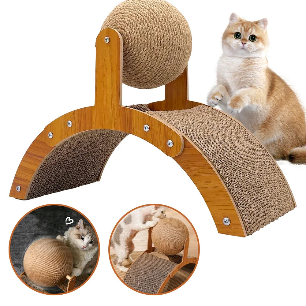 2 In 1 Wooden & Rope Cat Scratching Ball