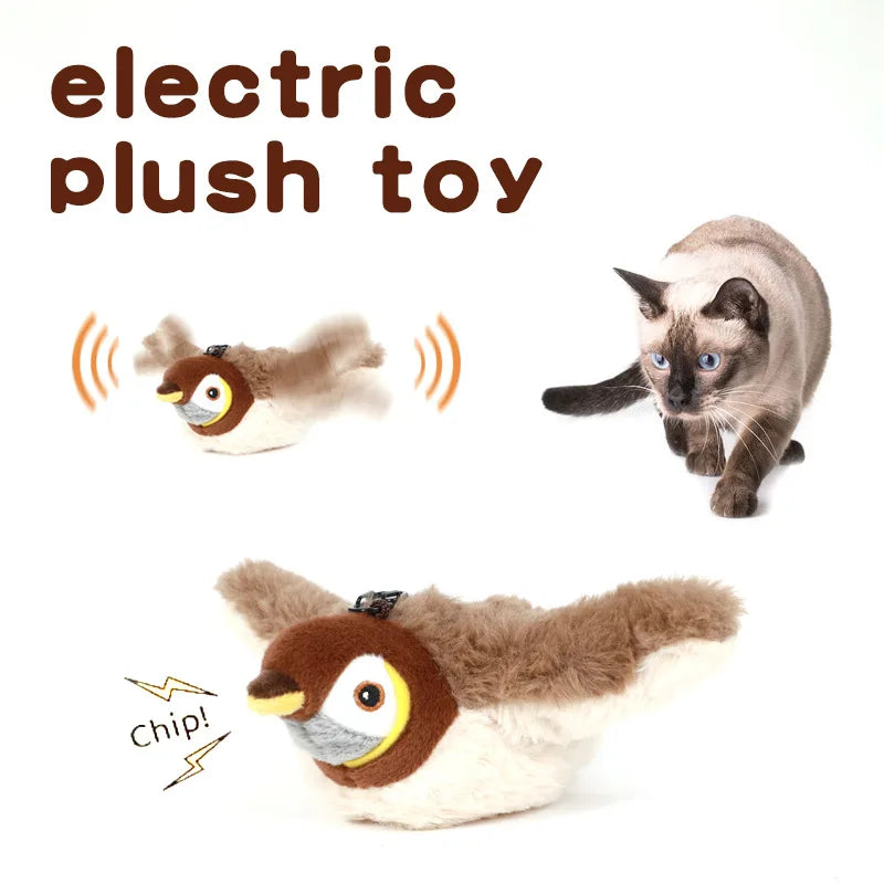Interactive Flapping Bird Cat Toy – Rechargeable Touch-Activated Chirping Plush for Indoor Cats (25cm)