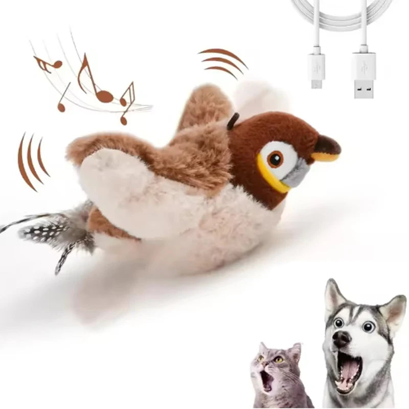 Interactive Flapping Bird Cat Toy – Rechargeable Touch-Activated Chirping Plush for Indoor Cats (25cm)