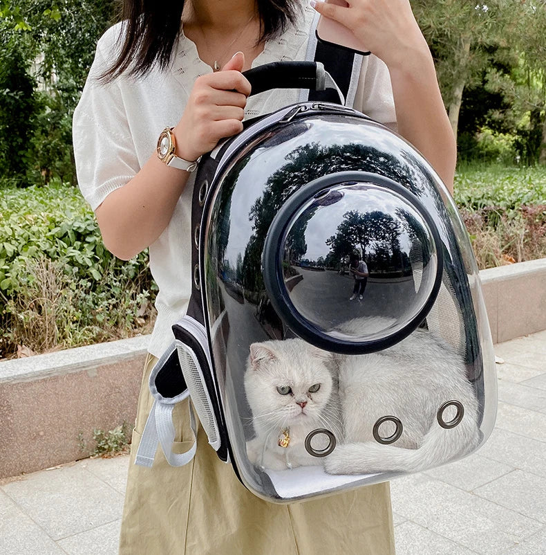 Portable Space Capsule Cat Backpack – Breathable Transparent Pet Carrier