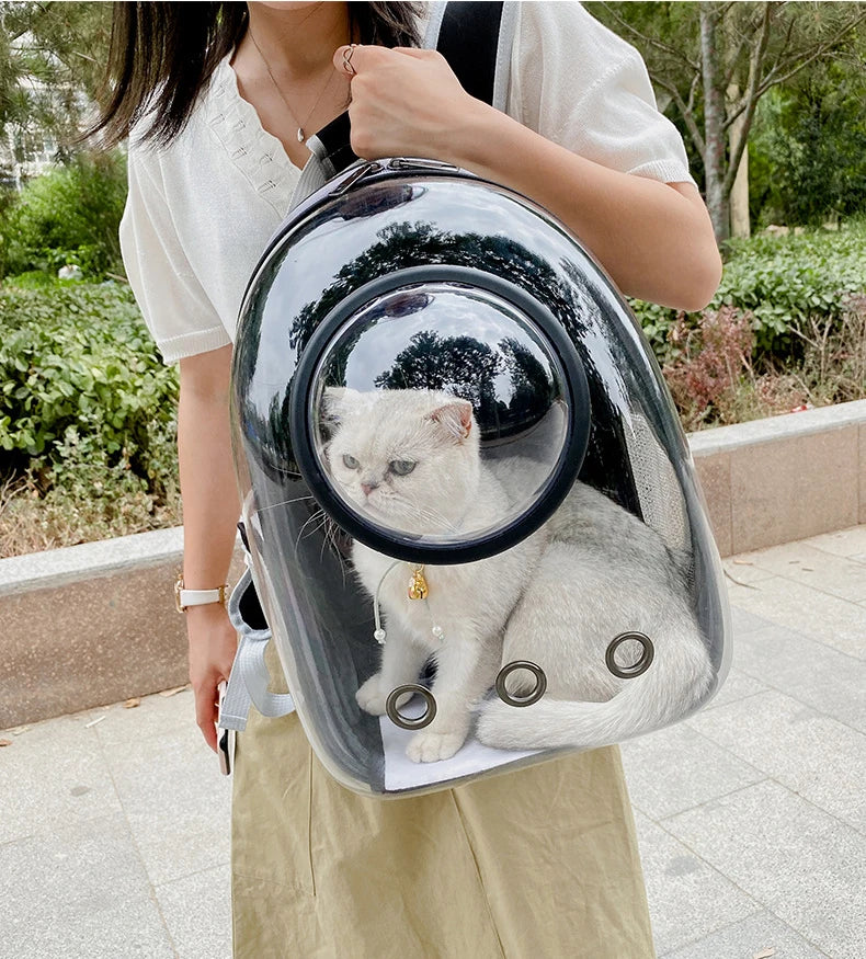 Portable Space Capsule Cat Backpack – Breathable Transparent Pet Carrier