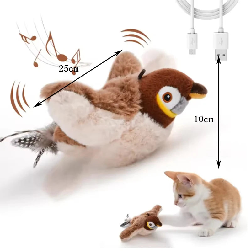 Interactive Flapping Bird Cat Toy – Rechargeable Touch-Activated Chirping Plush for Indoor Cats (25cm)